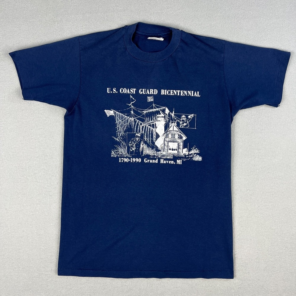 VTG US Coast Guard T Shirt Fits Small‎ Bicentenial Grand Haven Michigan USA